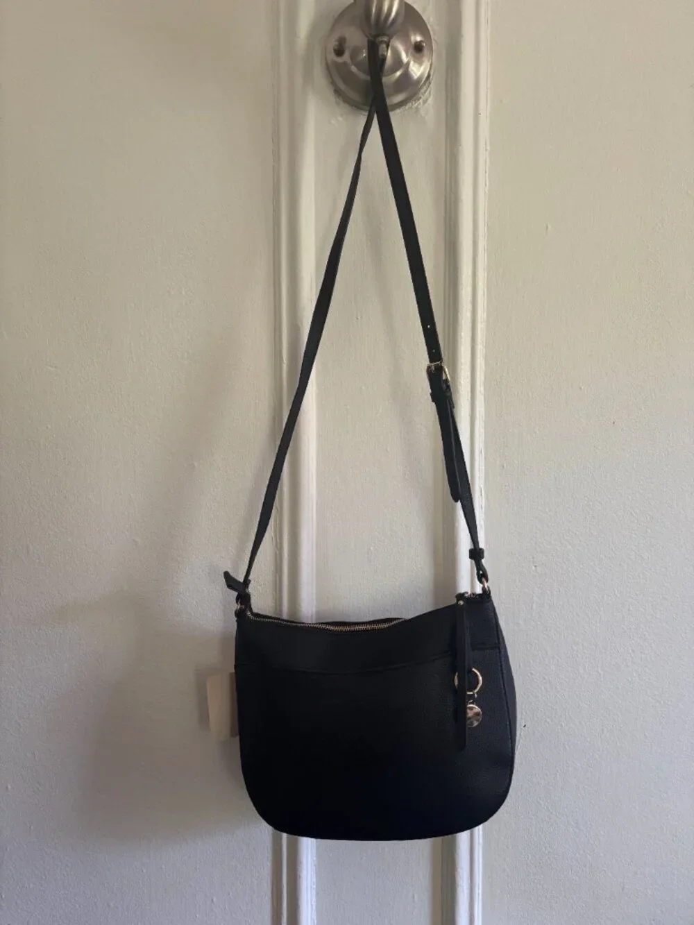 Black Anne Klein Large Faux Pebbled  Leather Hobo Bag